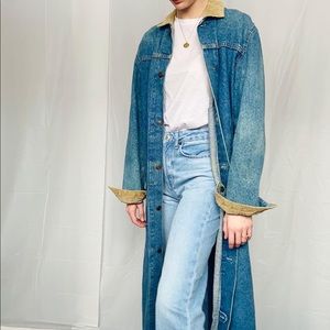 Vintage Levi’s Denim Long Coat with Corduroy Detailing